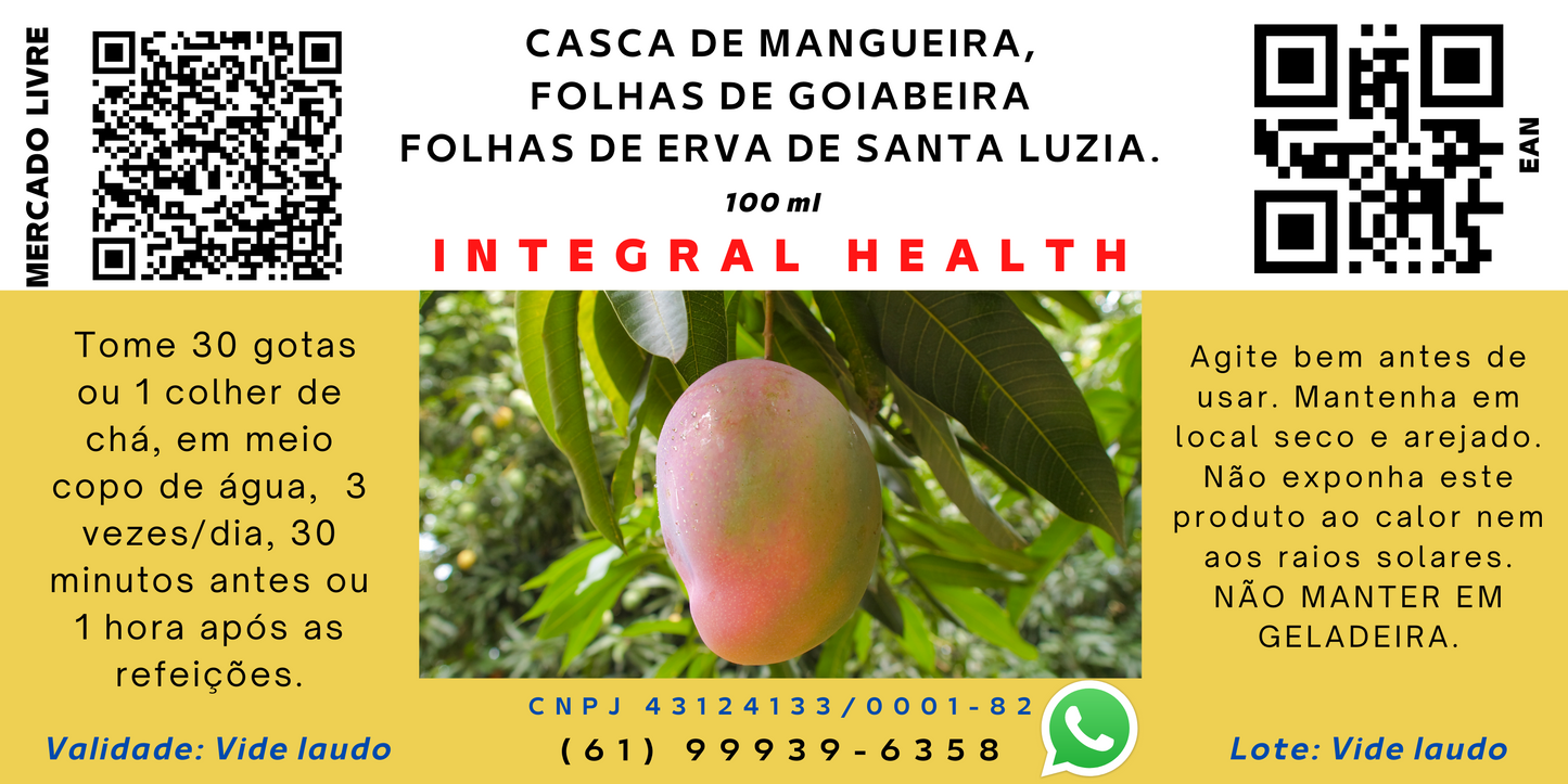 Mangueira, Goiabeira e Erva de Santa Luzia, 200 m (2 frascos de 100 ml em vidro âmbar) - Mangifera indica, Psidium Guajava, Euphorbia hirta