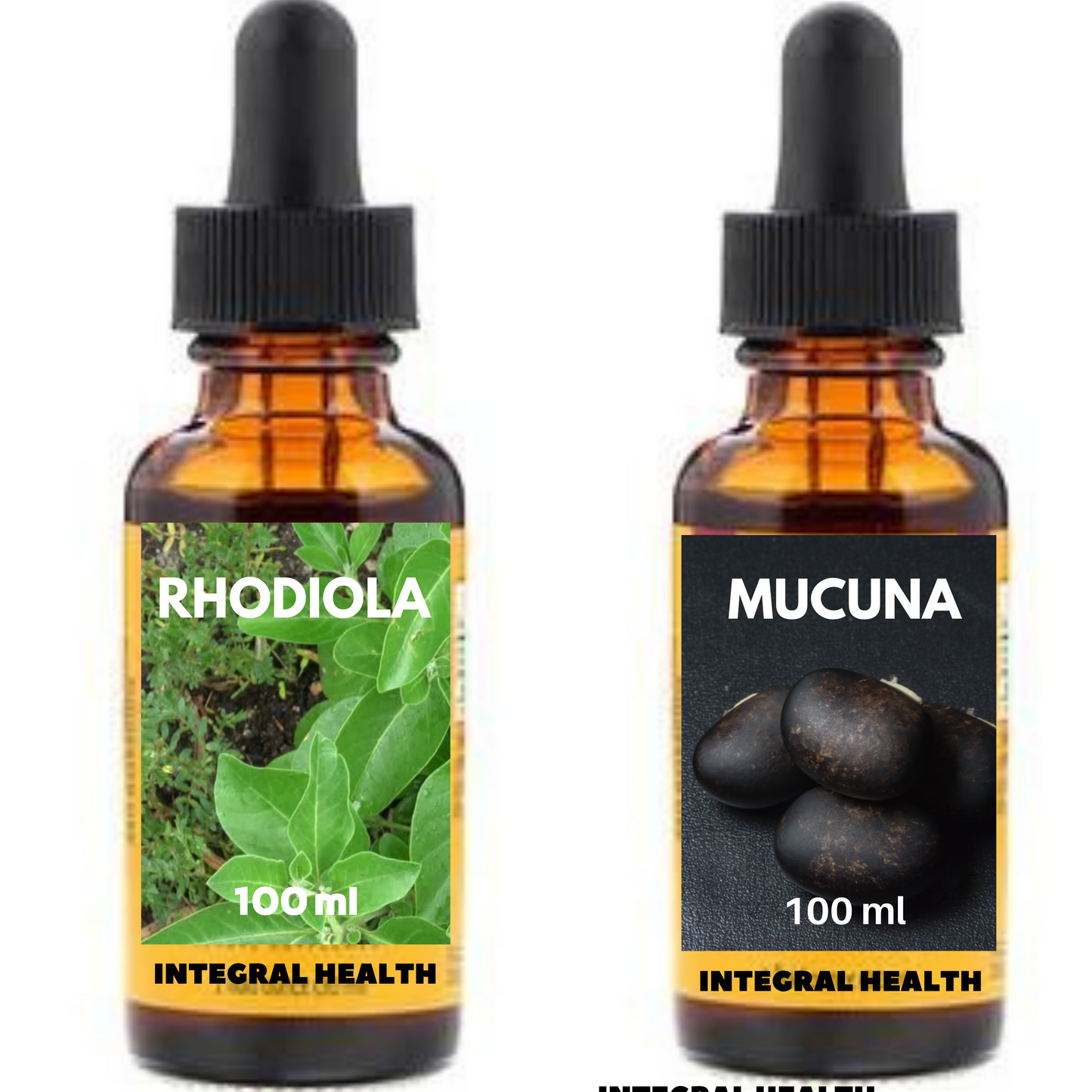 Rhodiola Rosea & Mucuna, 200 ml (2 frascos de 100 ml em vidro âmbar) - Rhodiola rosea & Mucuna pruriens
